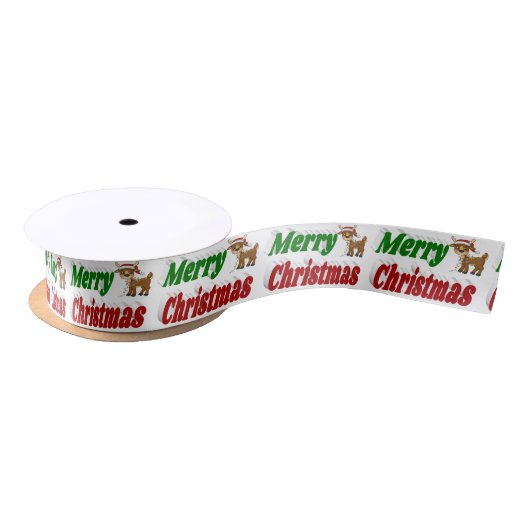 Merry Kerstreindeertypografie Satijnen Lint (Spoel)