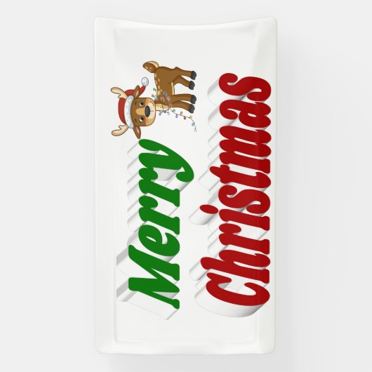 Merry Kerstreindeertypografie Spandoek (Verticaal)
