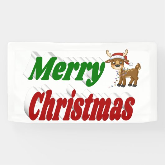 Merry Kerstreindeertypografie Spandoek (Horizontaal)