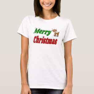 Merry Kerstreindeertypografie T-shirt
