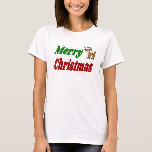 Merry Kerstreindeertypografie T-shirt (Voorkant)