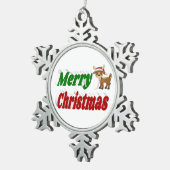 Merry Kerstreindeertypografie Tin Sneeuwvlok Ornament (Rechts)