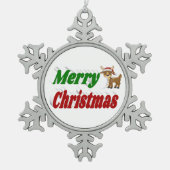 Merry Kerstreindeertypografie Tin Sneeuwvlok Ornament (Voorkant)