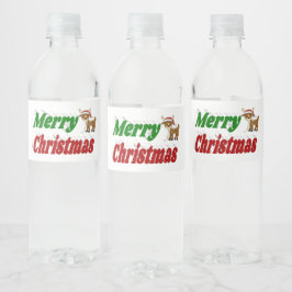 Merry Kerstreindeertypografie Waterfles Etiket