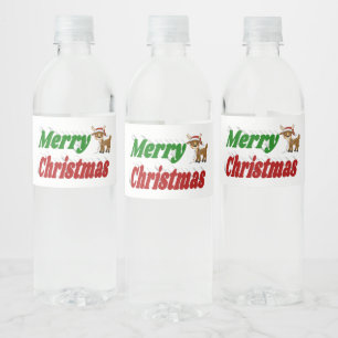 Merry Kerstreindeertypografie Waterfles Etiket