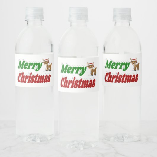 Merry Kerstreindeertypografie Waterfles Etiket (Flessen)