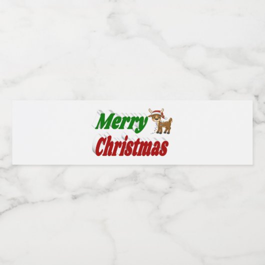 Merry Kerstreindeertypografie Waterfles Etiket (Enkel label)