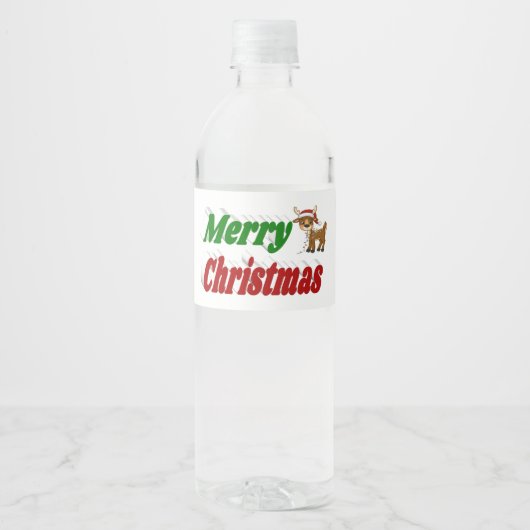 Merry Kerstreindeertypografie Waterfles Etiket (Voorkant)