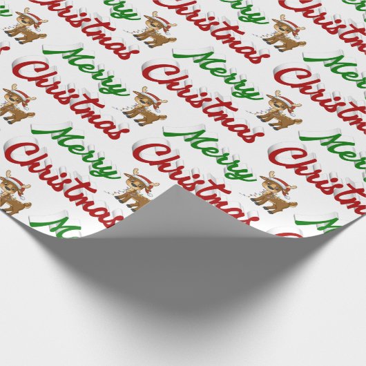 Merry KerstrenDER rood script Cadeaupapier (Hoek)