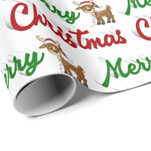 Merry KerstrenDER rood script Cadeaupapier (Rol Hoek)