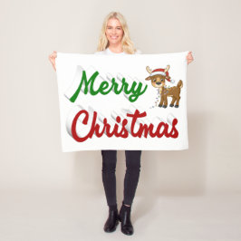 Merry KerstrenDER rood script Fleece Deken