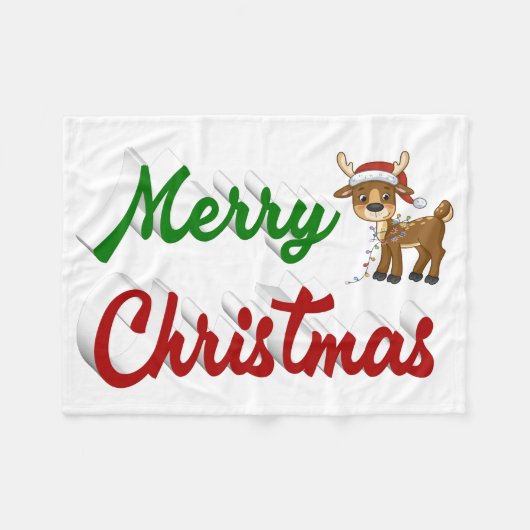Merry KerstrenDER rood script Fleece Deken (Voorkant (Horizontaal))