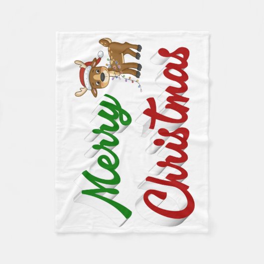 Merry KerstrenDER rood script Fleece Deken (Voorkant)