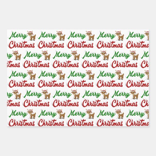 Merry KerstrenDER rood script Inpakpapier Vel (Voorkant 2)