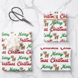 Merry KerstrenDER rood script Inpakpapier Vel