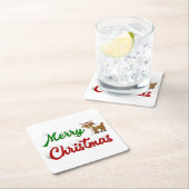 Merry KerstrenDER rood script Kartonnen Onderzetters (Insitu)