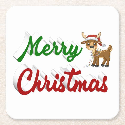 Merry KerstrenDER rood script Kartonnen Onderzetters (Voorkant)
