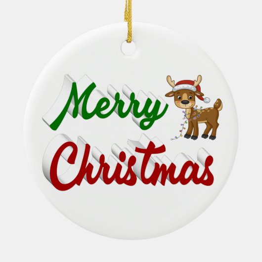 Merry KerstrenDER rood script Keramisch Ornament (Achterkant)