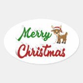 Merry KerstrenDER rood script Ovale Sticker (Voorkant)