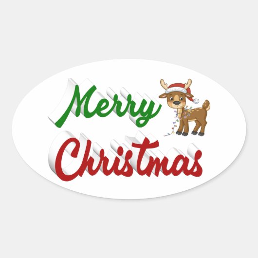 Merry KerstrenDER rood script Ovale Sticker (Voorkant)