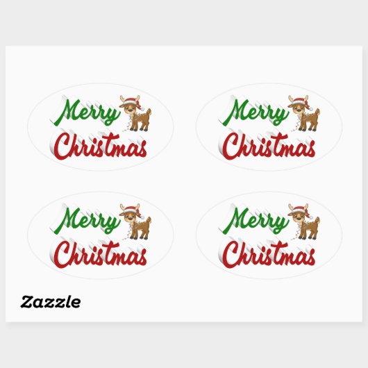 Merry KerstrenDER rood script Ovale Sticker (Vel)