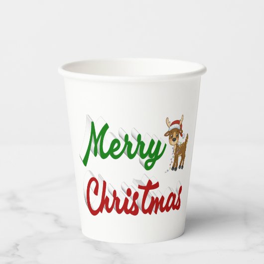 Merry KerstrenDER rood script Papieren Bekers (Achterkant)