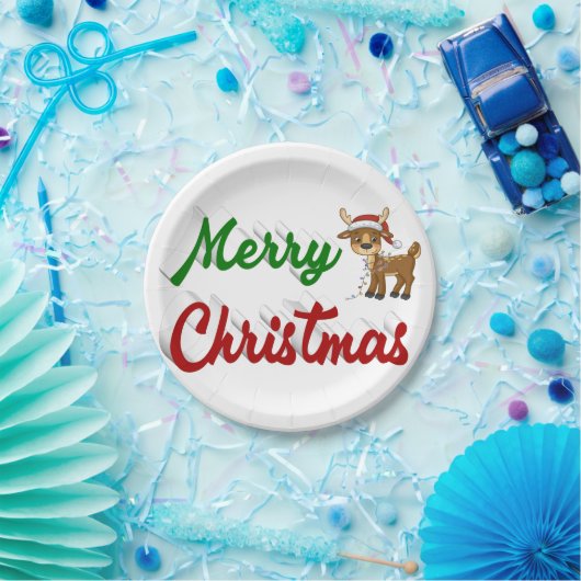 Merry KerstrenDER rood script Papieren Bordje (Feest)