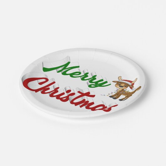 Merry KerstrenDER rood script Papieren Bordje (Gekanteld)