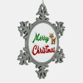 Merry KerstrenDER rood script Tin Sneeuwvlok Ornament (Links)