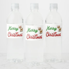 Merry KerstrenDER rood script Waterfles Etiket