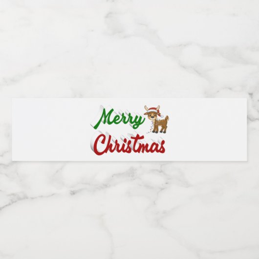 Merry KerstrenDER rood script Waterfles Etiket (Enkel label)