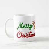 Merry Kerstrennier rood halve script Koffiemok (Links)
