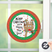 Merry-kerstrenrendiertje zegt ronde-window-koeling raamsticker (Huis)