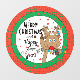 Merry-kerstrenrendiertje zegt ronde-window-koeling raamsticker