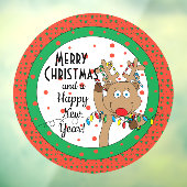 Merry-kerstrenrendiertje zegt ronde-window-koeling raamsticker (Vel 3)