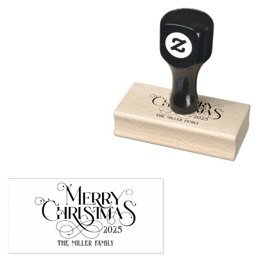 Merry Kerstrepografie Rubberstempel (Gestempeld)