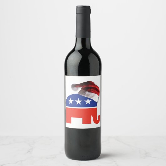 Merry Kerstrepublikeinse olifant Wijn Etiket (Voorkant)