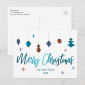 Merry Kerstrero Blauwgroen Copper Navy Decor Feestdagenkaart (Voorkant / Achterkant)