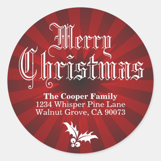 Merry kerstretournering ronde sticker (Voorkant)
