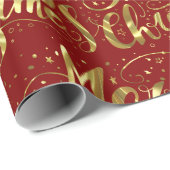 Merry Kerstretro goudtypografie Cadeaupapier (Rol Hoek)