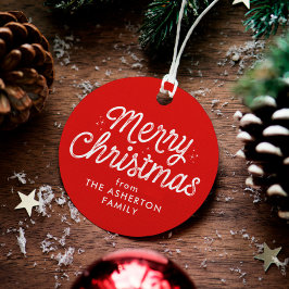 Merry kerstretro script rode vakantie bedankjes labels