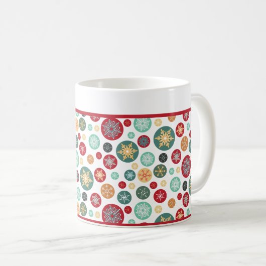 Merry Kerstretro Snowflake Polka Dots Koffiemok (Voorkant rechts)