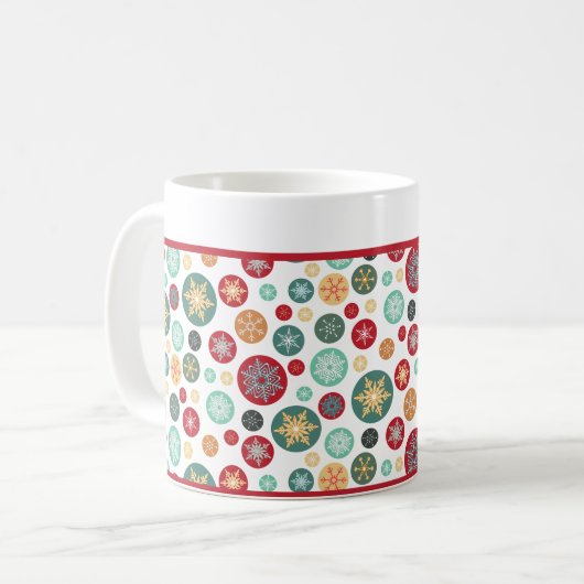 Merry Kerstretro Snowflake Polka Dots Koffiemok (Voorkant links)