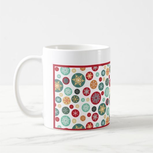 Merry Kerstretro Snowflake Polka Dots Koffiemok (Links)