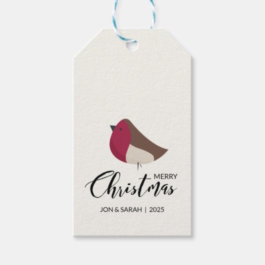 Merry KerstRobin Cadeaulabel (Voorkant)