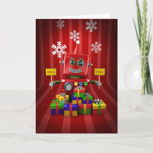 Merry Kerstrobot Feestdagen Kaart (Voorkant)