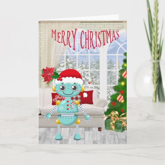 Merry Kerstrobot Kaart (Voorkant)