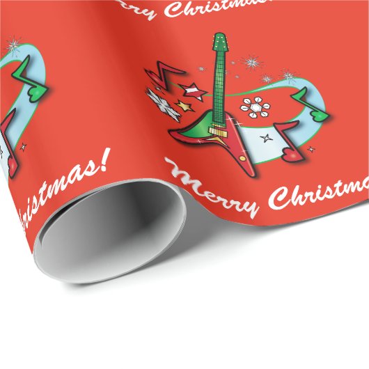 Merry KerstRock Guitar en Notes Cadeaupapier (Rol Hoek)