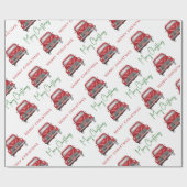 Merry-kerstrode auto-patroonscript cadeaupapier (Vlak)