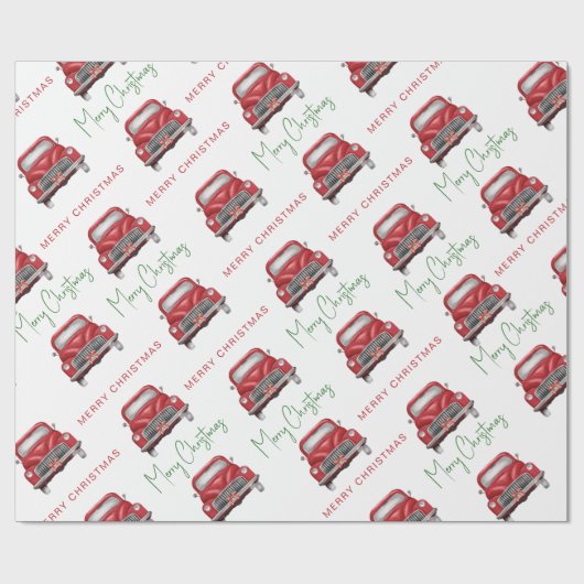 Merry-kerstrode auto-patroonscript cadeaupapier (Vlak)